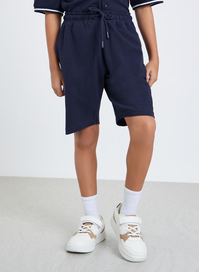 Styli Kids Navy Blue Knit Shirt and Shorts Set - Image 4